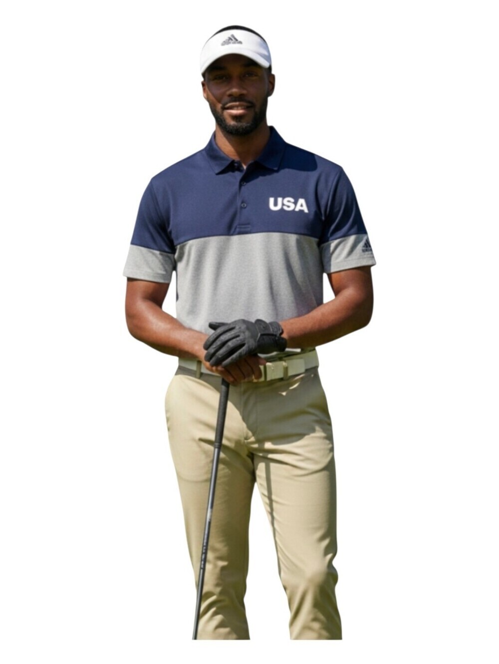 Adidas Mens Colorblock USA Golf All Day 2.0 Polo Shirt Medium